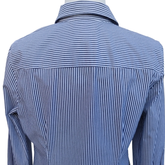 J.Crew Perfect Black and White Striped Button Shirt Women's Medium - Picture 6 of 17
